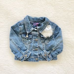 Toddler girls denim jacket with flower pin, size 18m